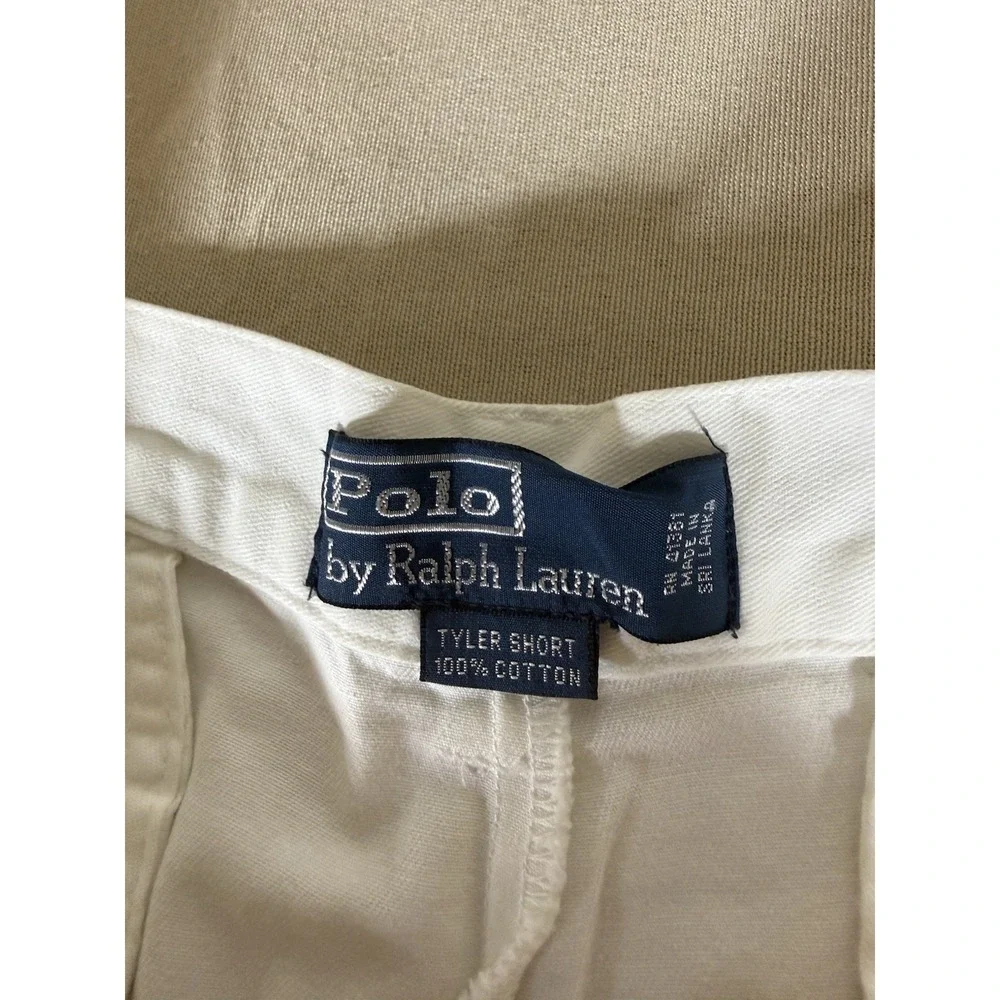VINTAGE Polo Ralph Lauren Tyler Shorts Size 36 White 9 Inch Preppy Mens